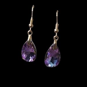 Faceted Purple Crystal Drop Earrings
